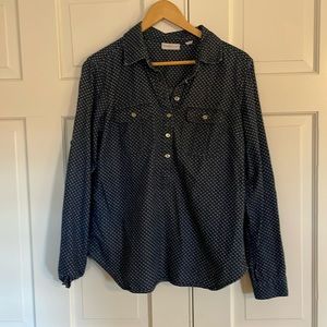 Polka dot blue blouse Small